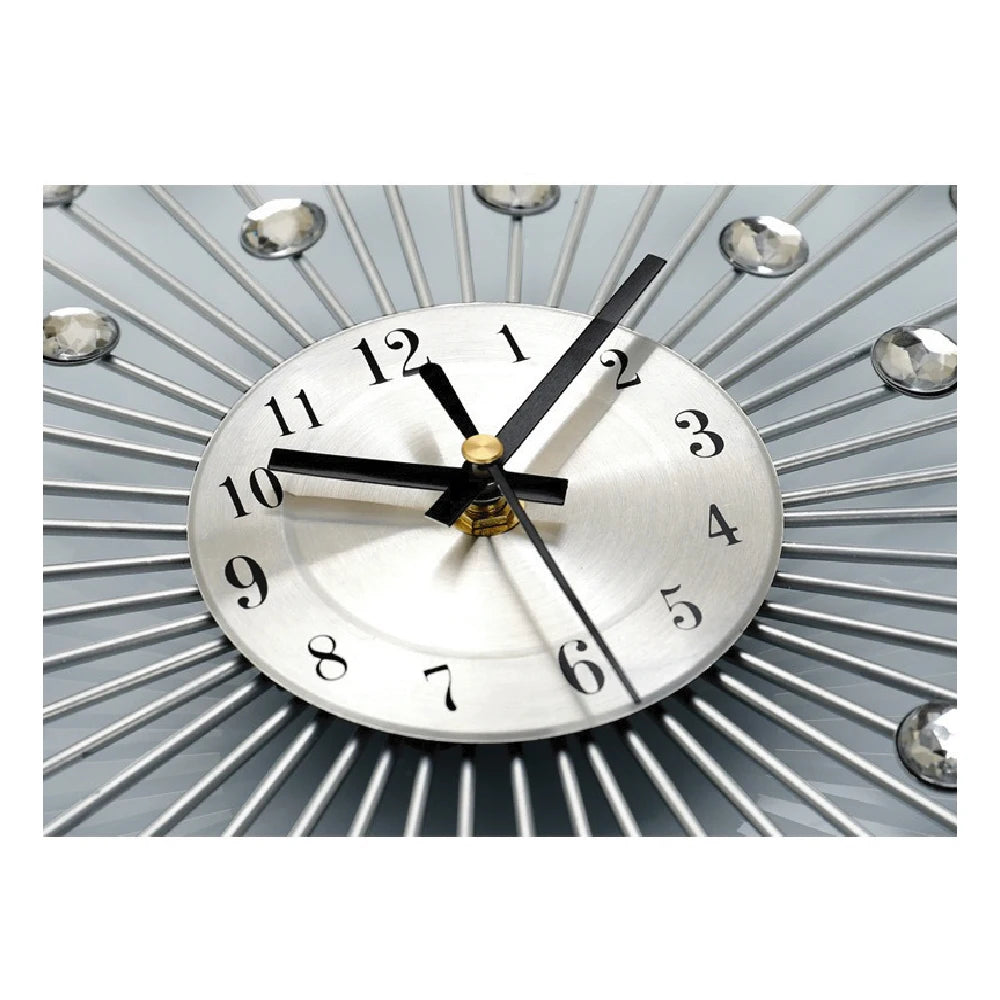 Modern Round Metal Crystal Wall Clock Creative Abstract Design Silent Iron Resin Single Face for Home Decor for Living Room