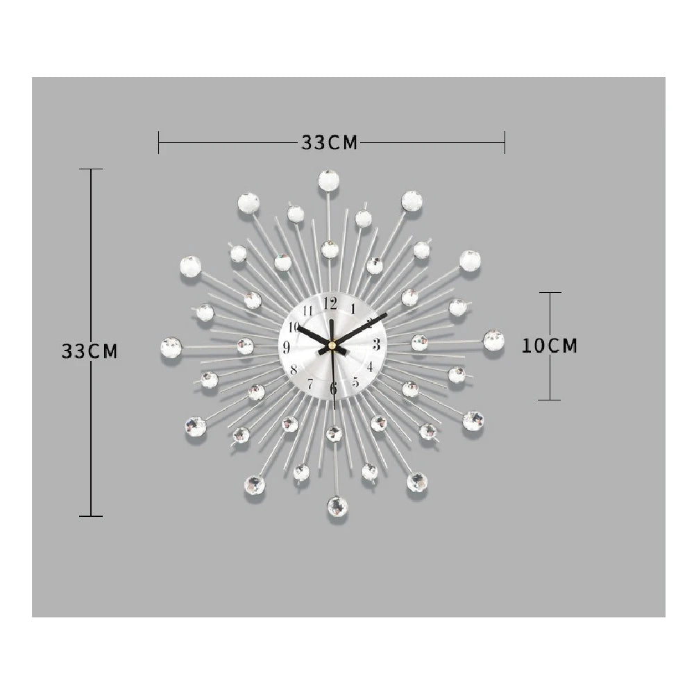 Modern Round Metal Crystal Wall Clock Creative Abstract Design Silent Iron Resin Single Face for Home Decor for Living Room